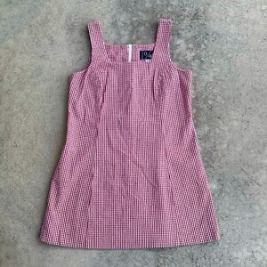 Vintage 90s Red Plaid Gingham Mini Dress